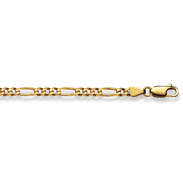 Figarohalskette 18 Karat Gold  -750 in Gelbgold 42 cm - 55 cm x 3.6 mm