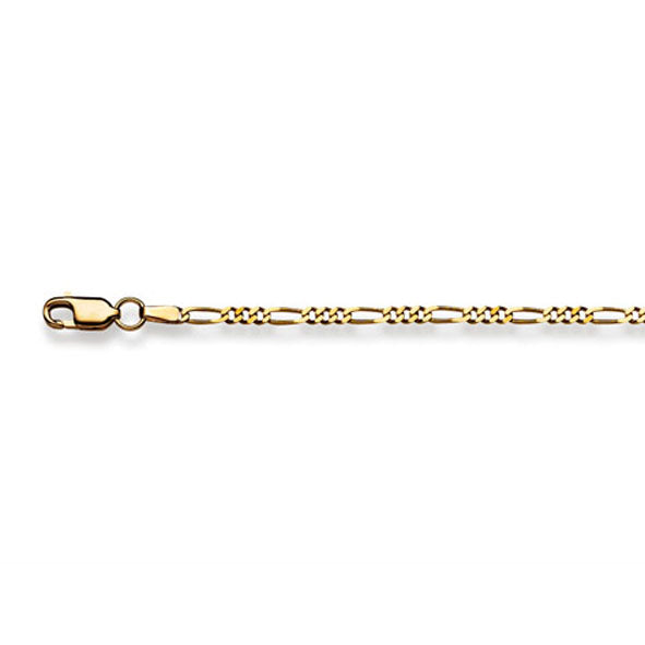 Figarohalskette 18 Karat Gold  -750 in Gelbgold 40 cm - 55 cm x 2.3 mm