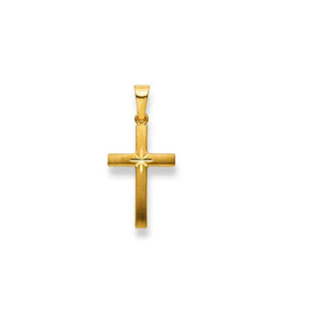 Kreuz Gelbgold Anhänger 18 Karat Gold-750, 18 x 12 x 2 mm