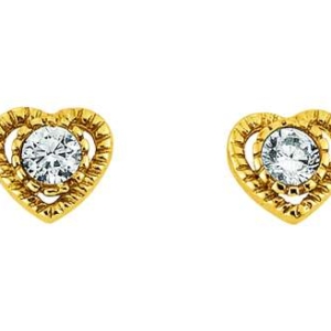 Herz Ohrstecker 18K Gelbgold 750 mit weisse Zirkonia - 5x5 mm