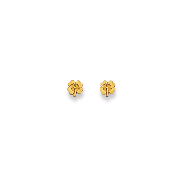 Kleeblatt Ohrstecker in 750/18 Karat Gelbgold