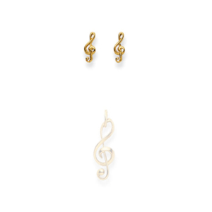 Notenschlüssel Ohrstecker in 750/18 Karat Gelbgold für Damen