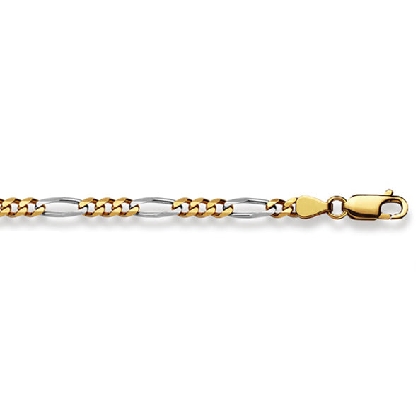 Figarohalskette 18 Karat Gold  -750 in Bicolor 45 cm - 55 cm x 3.6 mm