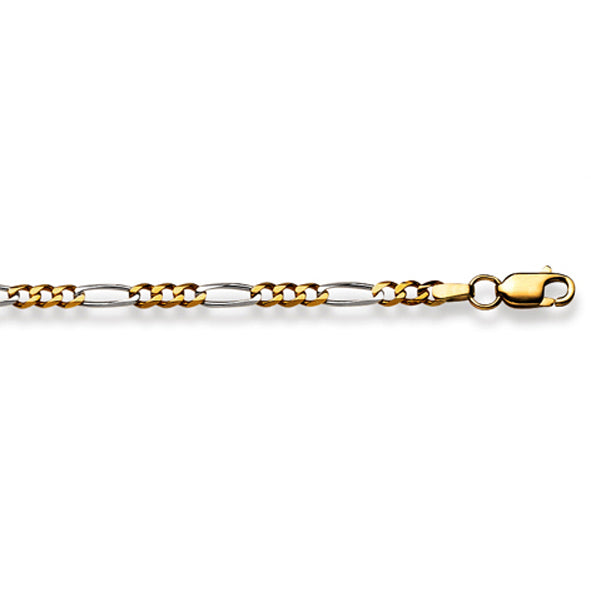 Figarohalskette 18 Karat Gold  -750 in Bicolor 40 cm - 55 cm x 2.9 mm