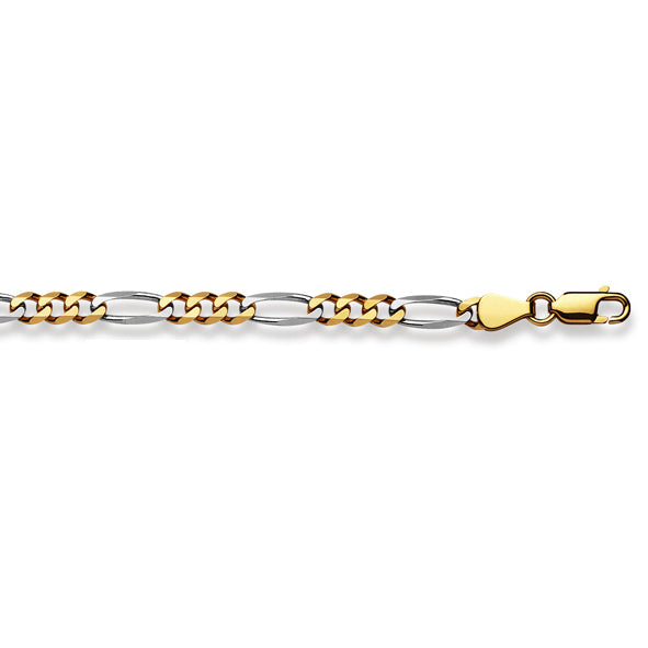 Figaroarmband 18 Karat Gold  -750 in Bicolor 19cm- 21 cm x 4.5 mm - 1571.10197/2101