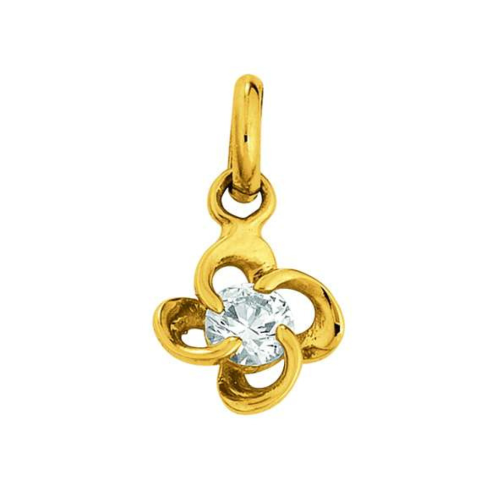 Anhänger 750/18 K Gelbgold mit Zirkonia, Blume