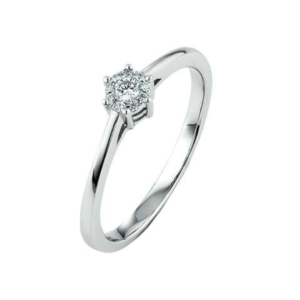 Damenringe in 750/18 Karat Weissgold Solitärring mit Diamanten, 6-Griff Fassung