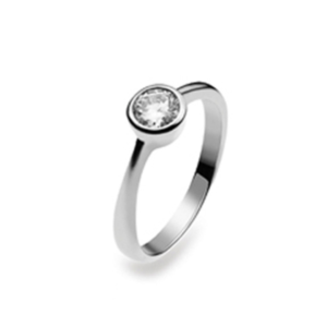 Damenringe in 750/18 Karat Weissgold, Solitär, Classic