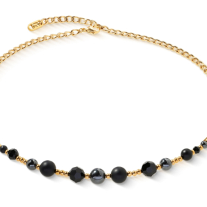 Coeur de Lion Onyx, Hämatit Damen Halskette aus Edelstahl - 2838/10-2026