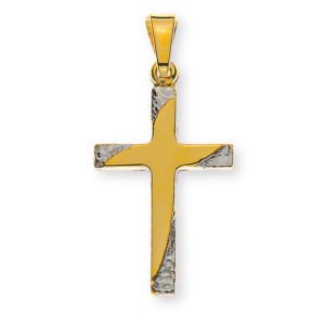 Kreuz Gelbgold 750, teilrhodiniert, H: 18mm B: 12mm