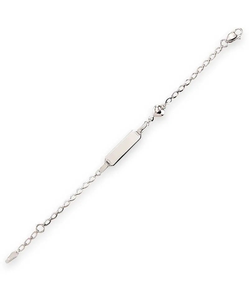 Baby Kinder Weissgold Bracelet mit Länge: 14 cm & Gratis Gravur -  WB-907