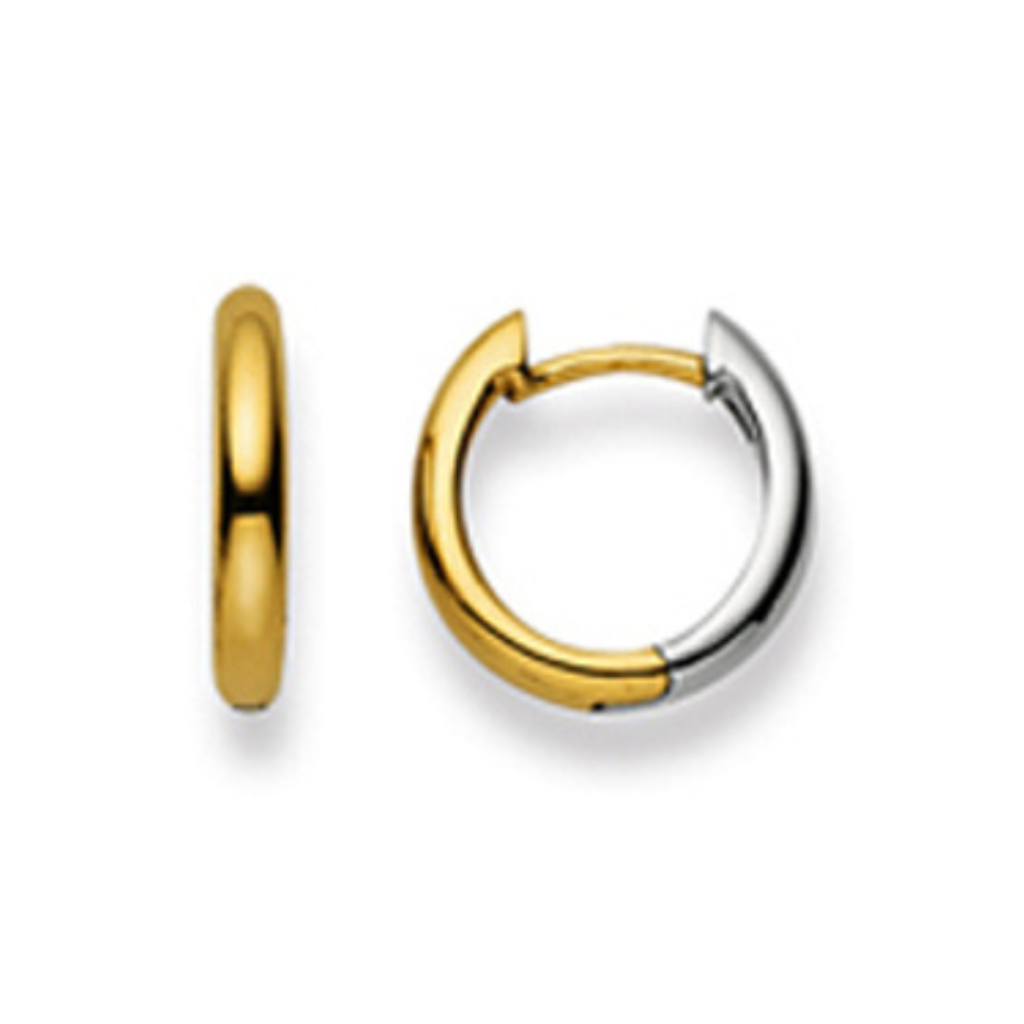 Scharnier-Creolen in 750/18 Karat Gold - Bicolor