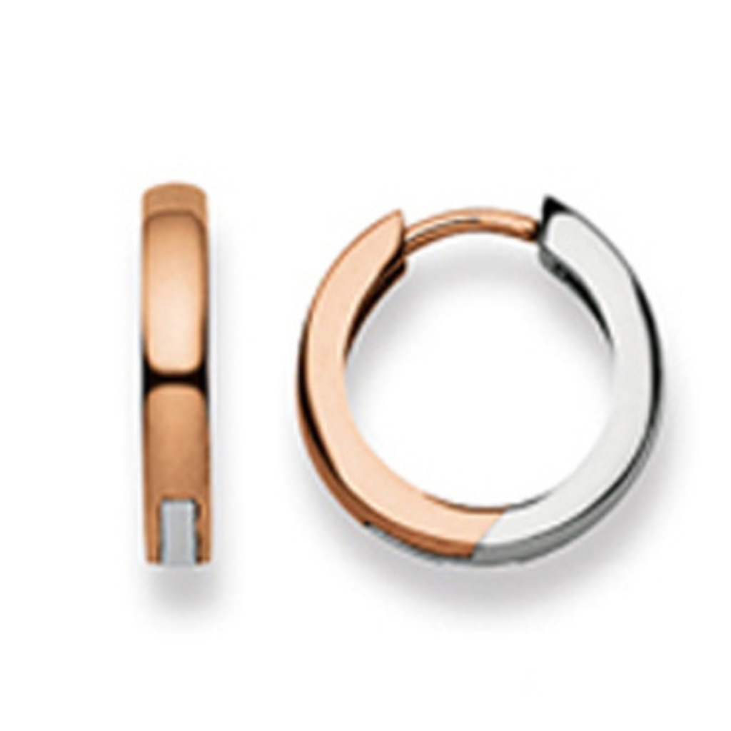 Scharnier-Creolen in 750/18 Karat Gold, Poliert, Bicolor