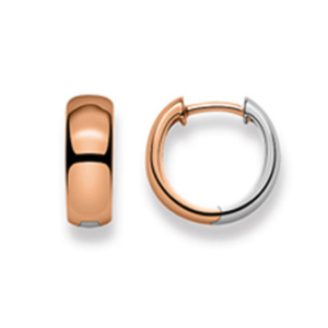 Scharnier-Creolen in 750/18 Karat Gelbgold, Poliert, Bicolor