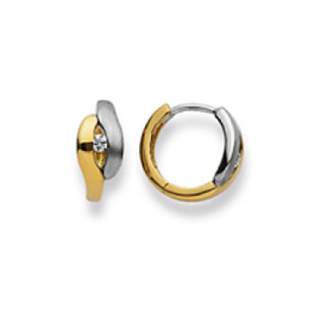 Creolen Damen Ohrringe in 750/18 Karat Gold, Bicolor, Zirkonia