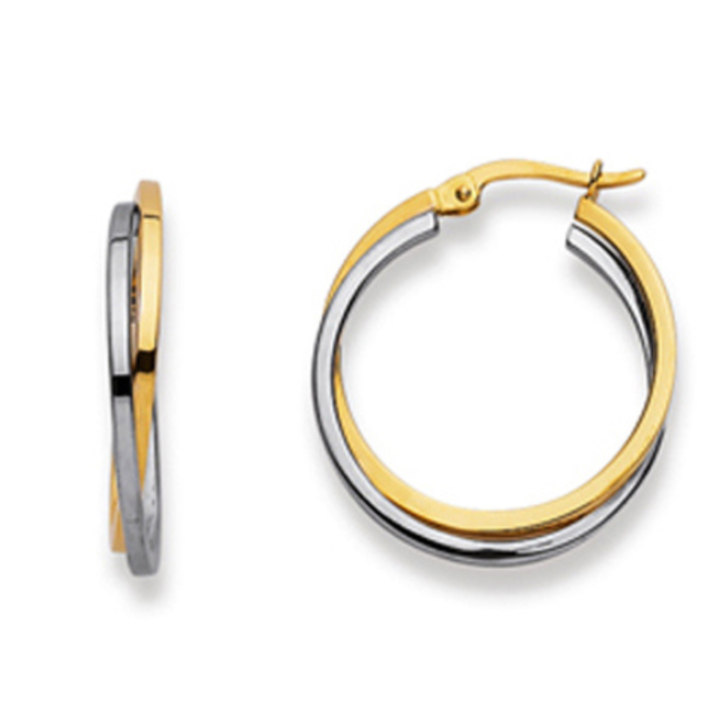 Creolen Classics Damen Ohrringe in 750/18 Karat Bicolor Gold