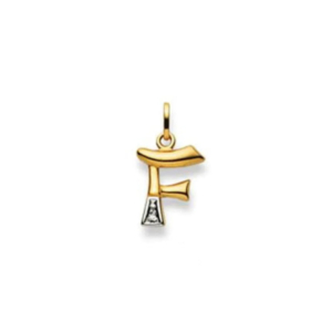Buchstaben Anhänger Bicolor mit einem Diamant in 18 Karat Gold - 750 - F