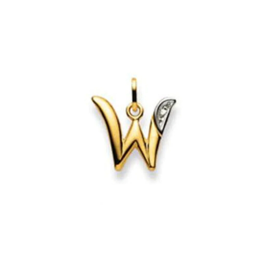 Buchstaben Anhänger Bicolor mit einem Diamant in 18 Karat Gold - 750 - W