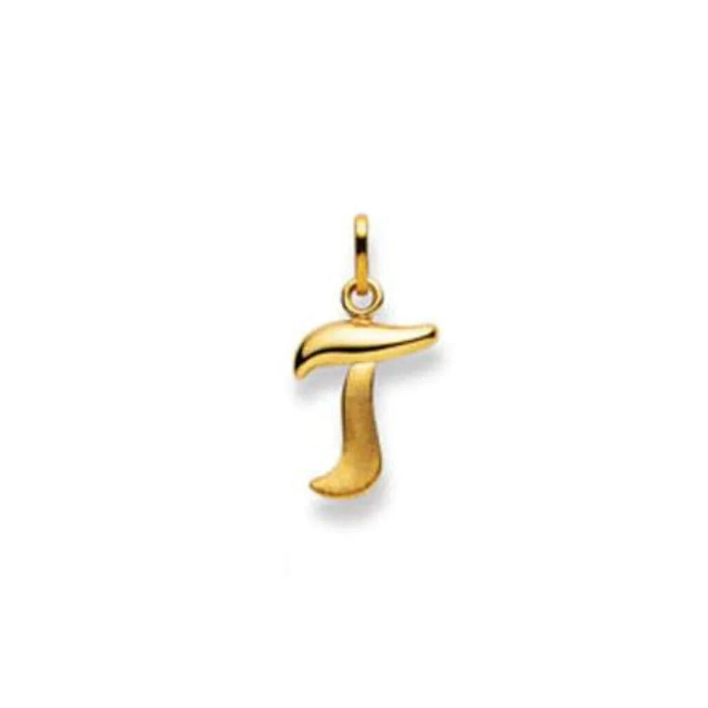 Buchstaben Anhänger Matt & Poliert in 18 Karat Gold - 750 - T