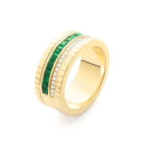 Facet Cnc Ring halbgefasster Memoirering mit Tsavorit in 18 Karat-750 Gelbgold