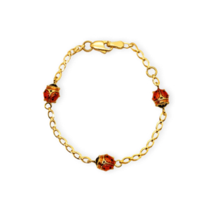 Baby Kinder Gelbgold Bracelet mit Marienkäfer - GB-811/18