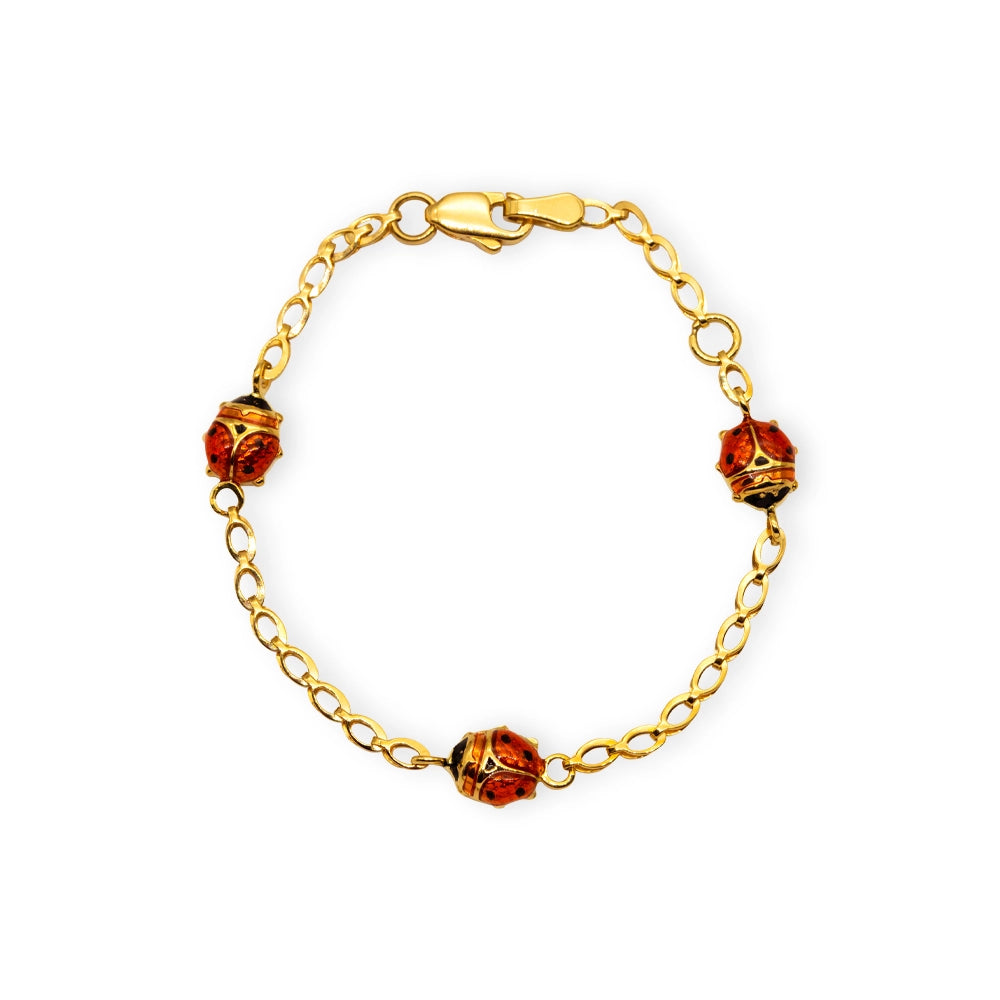 Baby Kinder Gelbgold Bracelet mit Marienkäfer - GB-811/18