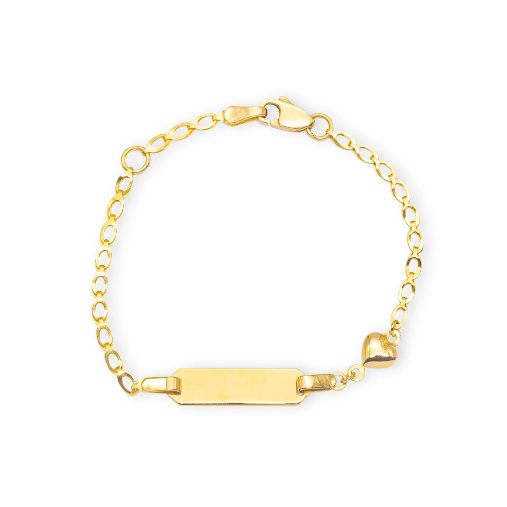 Baby Kinder Gelbgold Bracelet mit Herz & Gratis Gravur - GB-907/9