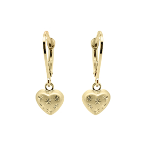Baby Kinder Gelbgold Ohrring mit Herz, 9/375 Karat - GO-553