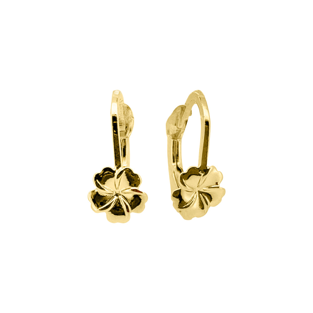 Baby Kinder Gelbgold Ohrring mit Kleeblatt, 18/750 Karat - GO-233/18