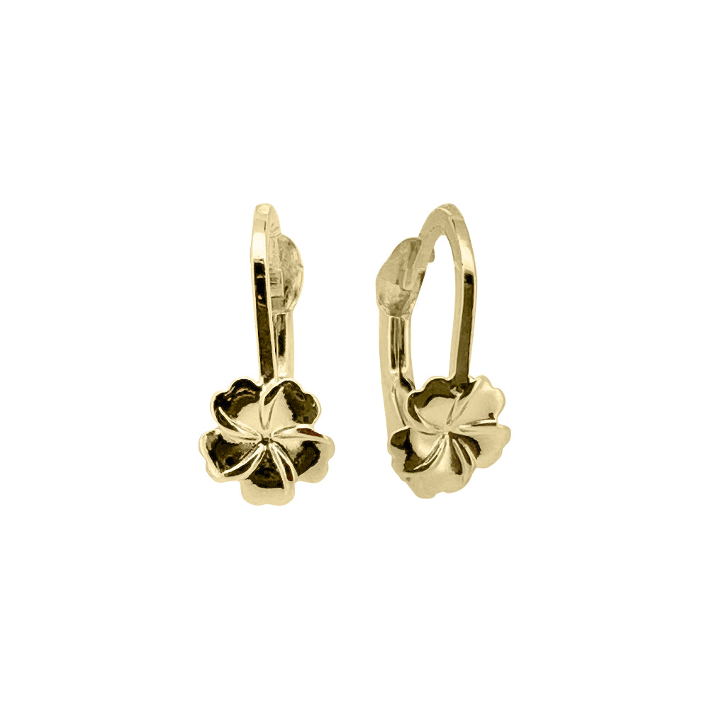 Baby Kinder Gelbgold Ohrring mit Kleeblatt, 9/375 Karat - GO-233