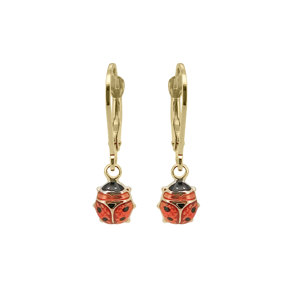 Baby Kinder Gelbgold Ohrring mit Marienkäfer, 9/375 Karat - GO-362