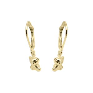 Baby Kinder Gelbgold Ohrring mit Teddybär, 9/375 Karat - GO-303