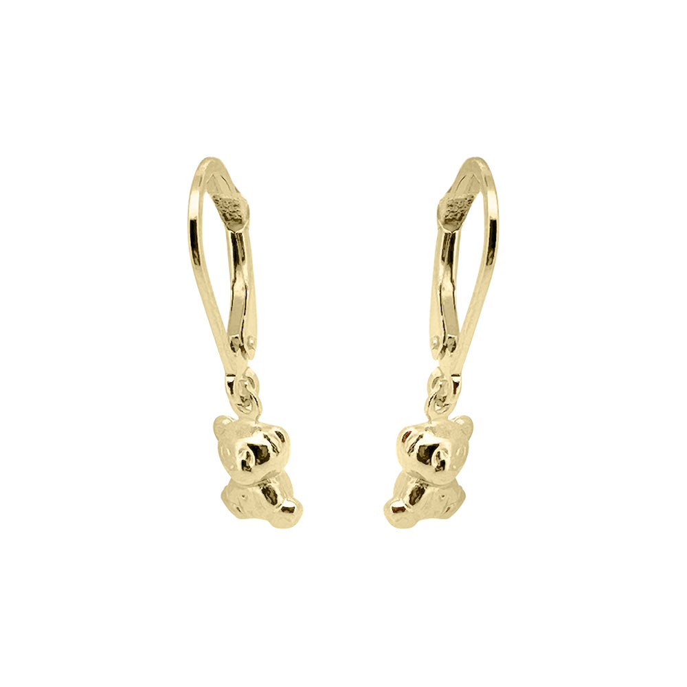 Baby Kinder Gelbgold Ohrring mit Teddybär, 9/375 Karat - GO-303