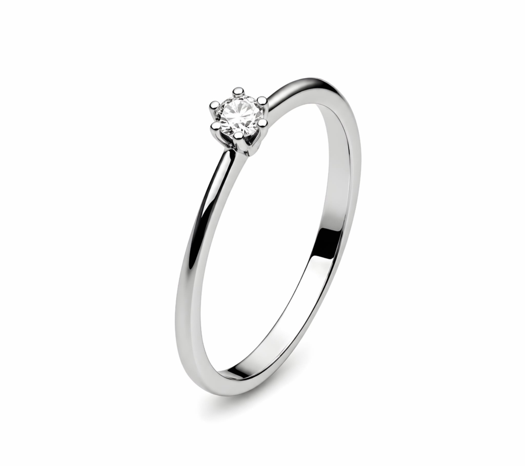 Solitär Damenringe mit Diamant in 750/18 Karat Weissgold