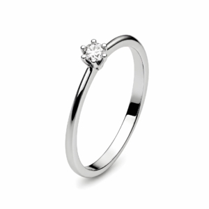 Solitär Damenringe mit Diamant in 750/18 Karat Weissgold