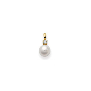 Anhänger 18 Karat Gelbgold mit Akoya Perle 7-7.5 mm und Diamant