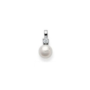 Anhänger 18 Karat Weissgold mit Akoya Perle 7-7.5 mm und Diamant