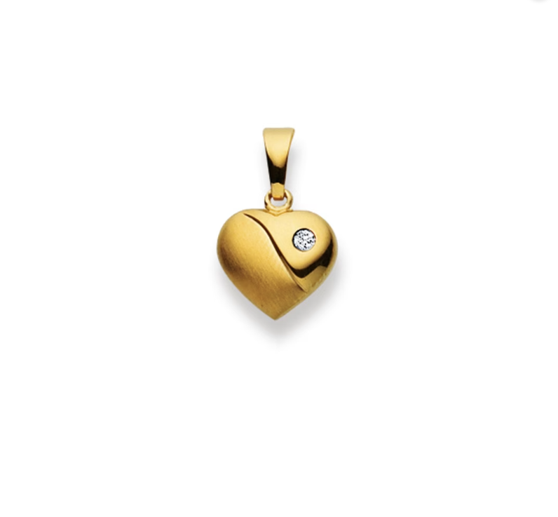 Herzanhänger 18 Karat Gelbgold 750 mit Brillant - 10x10 mm