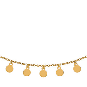 Collier Gelbgold 750 Rundanker 13 Plättli-Anhänger poliert - CGO110345