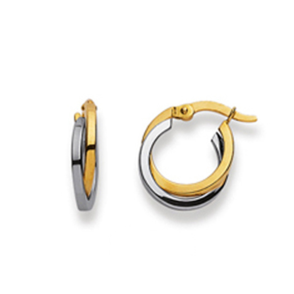 Creolen Damen Ohrringe in 750/18 Karat Weiss- & Gelbgold