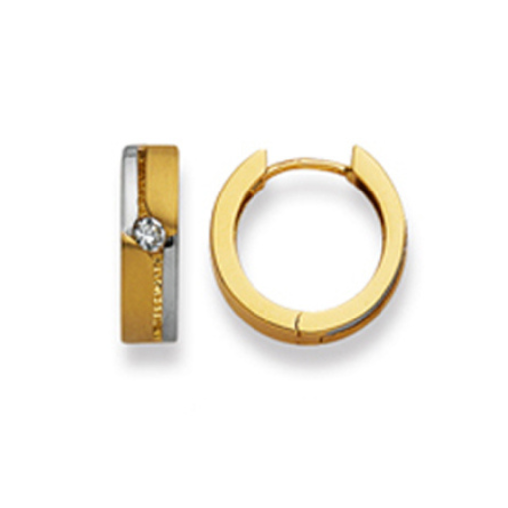 Creolen Damen Ohrringe in 750/18 Karat Gold, Bicolor, Zirkonia