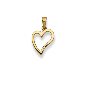 Herzanhänger 18 Karat Gelbgold 750 mit Brillant - 12x14 mm