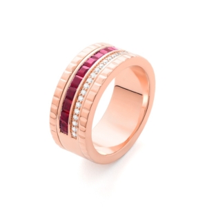 Facet Halbgefasster 18 Karat Roségold Memoire Ring mit Diamanten