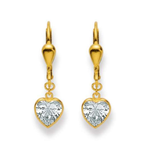 Herz Damen Ohrhänger in 18 Karat Gold, Gelbgold