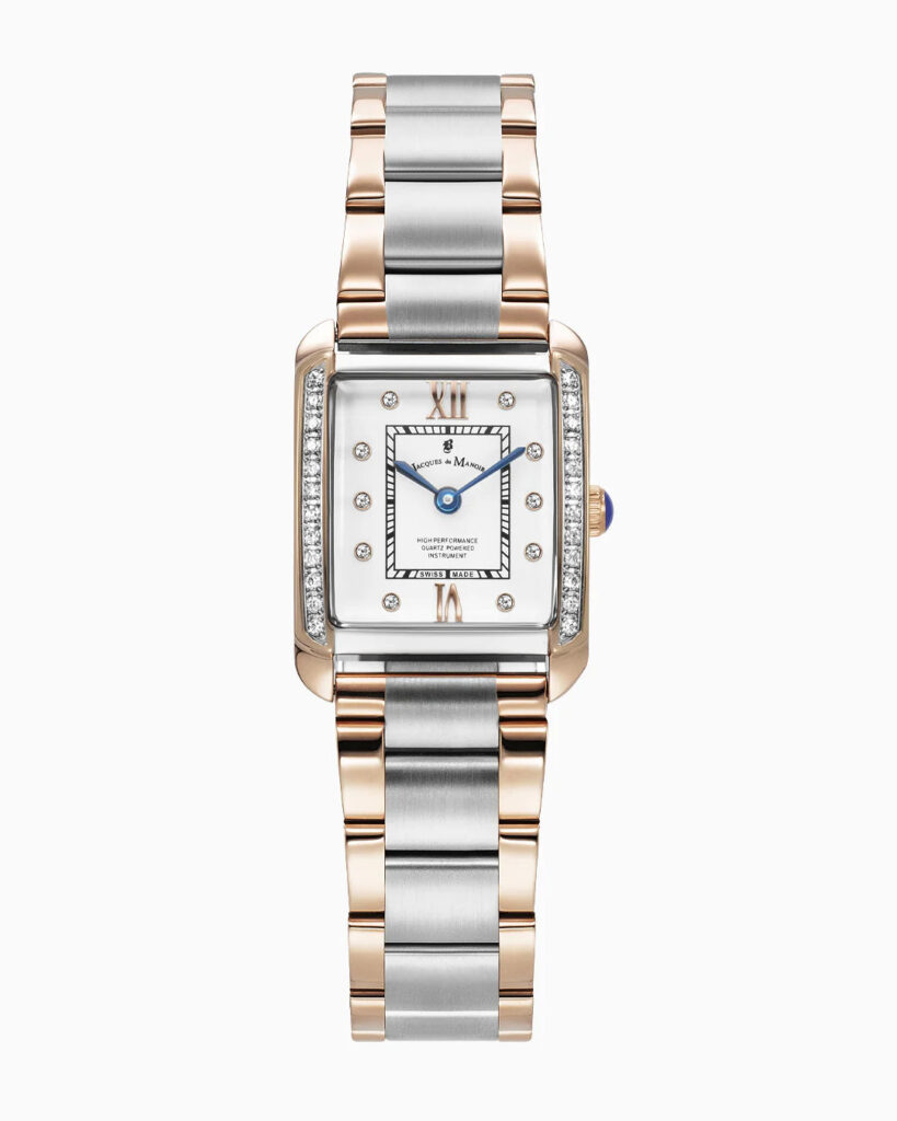 Jacques du Manoir Damen-Armbanduhr – Edelstahl Silber-Roségold, Weisses Zifferblatt - JWL05504
