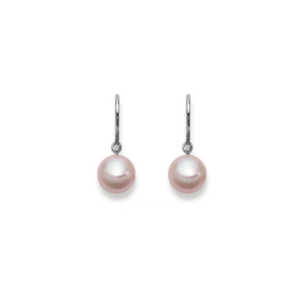 Ohrhänger in 18 Karat Weissgold mit Zuchtperlen Bouton Rosa, 8.5-9 mm