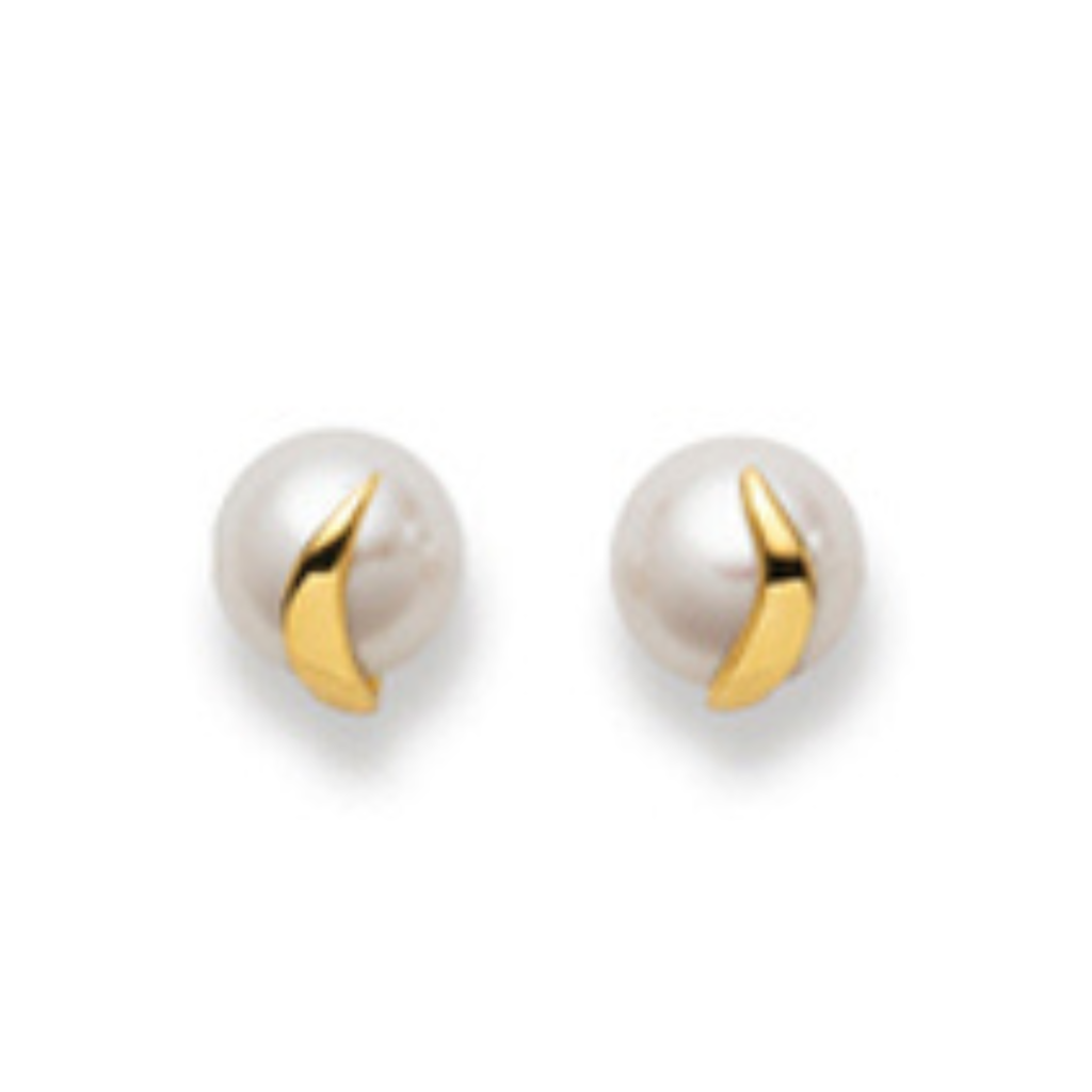 Ohrstecker Classic in 18 Karat Gelbgold mit Süsswasserperlen, 7.5-8 mm