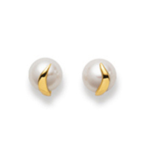Ohrstecker Classic in 18 Karat Gelbgold mit Süsswasserperlen, 7.5-8 mm