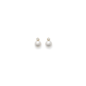 Ohrstecker 18 Karat Gelbgold mit Akoya Perle 6.5-7 mm und Diamant