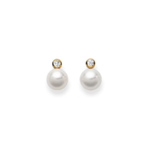 Ohrstecker 18 Karat Gelbgold mit Akoya Perle 8-8.5 mm und Diamant 0.10 ct